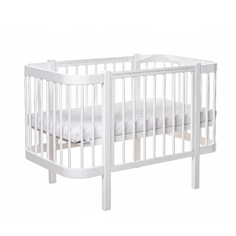 Babybett Beistellbett Elly aus Buchenholz mit Matratze, Weiß