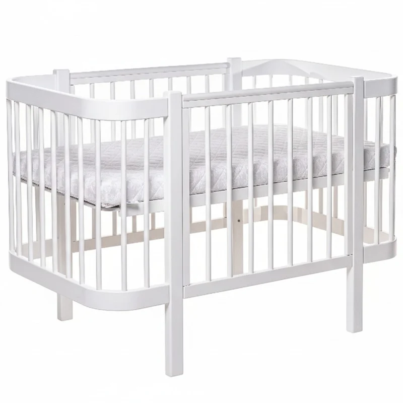 Babybett Beistellbett Elly aus Buchenholz mit Matratze, Weiß