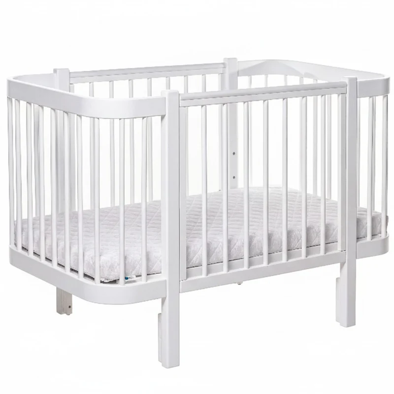 Babybett Beistellbett Elly aus Buchenholz mit Matratze, Weiß