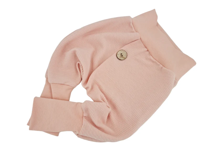 Coole Pumphose oder Babyset mit Knopf bis Gr. 140 gerippt aprico von Atelier MiaMia