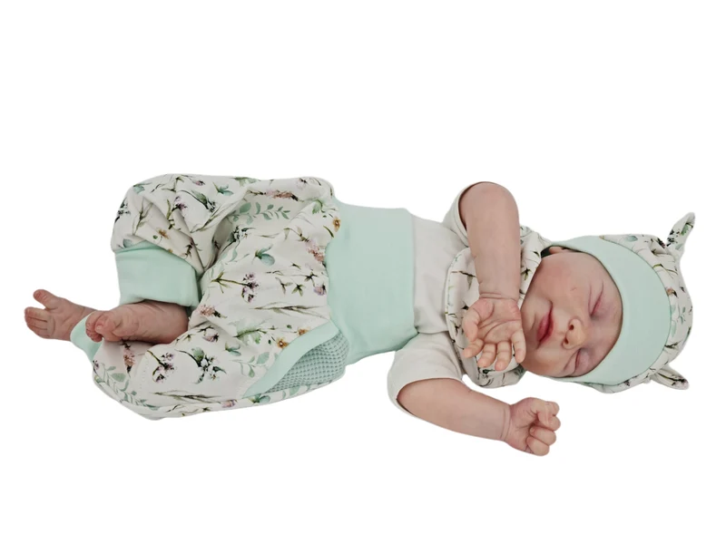 Coole Pumphose | Babyset Blumen Mint – Kurz & Lang bis Gr. 140 | Handmade