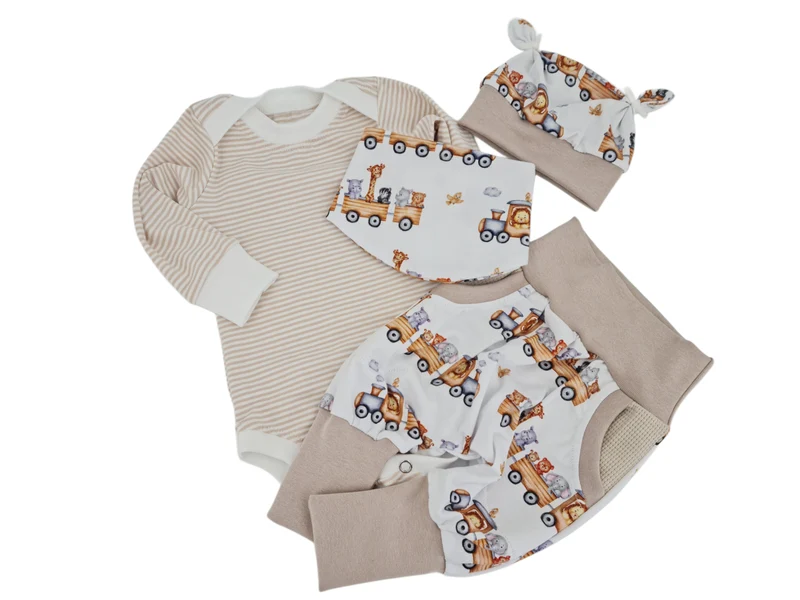Coole Pumphose | Babyset Zug & Transportmotiv – kurz & lang bis Gr. 140 | Handmade