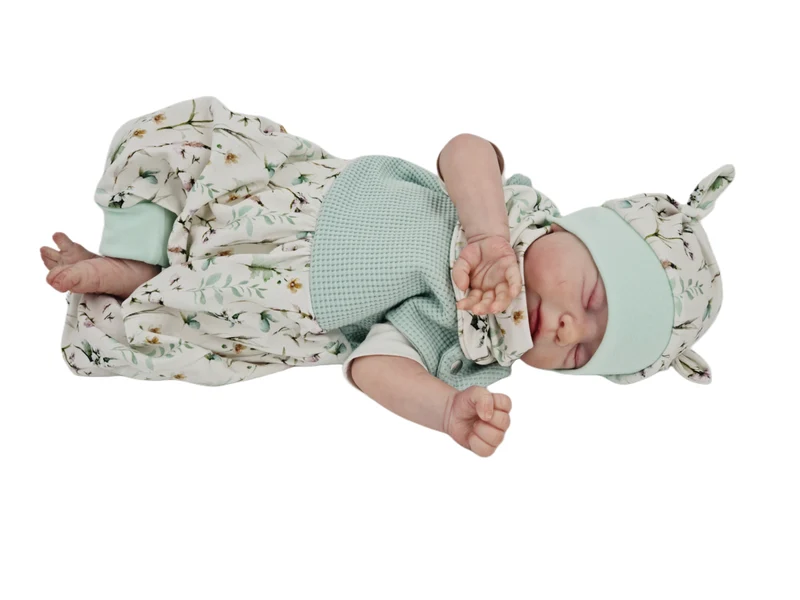 Mitwachs-Strampler | Babyset Mint Blumen – kurz & lang – bis Gr. 98 | Handmade