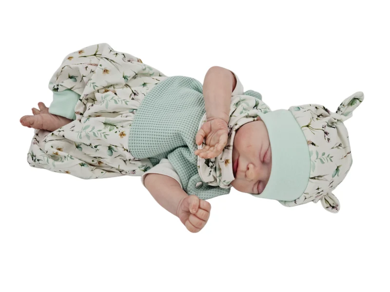Mitwachs-Strampler | Babyset Mint Blumen – kurz & lang – bis Gr. 98 | Handmade