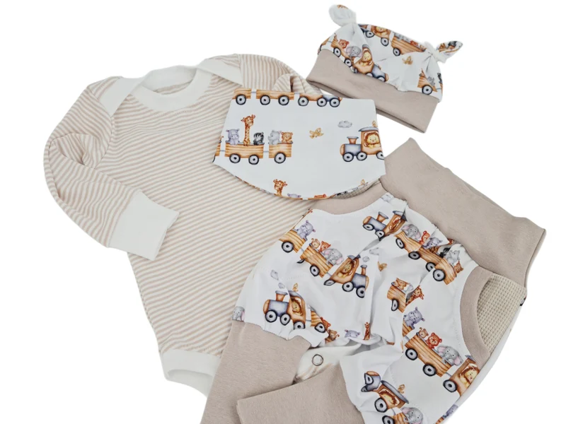 Mitwachs-Body | Babyset Streifen Beige – kurz & lang – bis Gr. 98 | Handmade