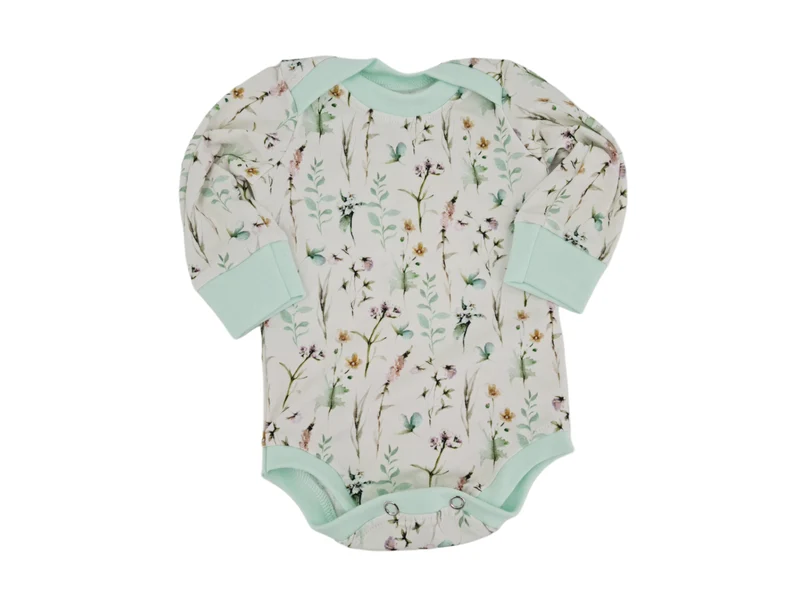 Mitwachs-Body | Babyset Blumen Muster – kurz & lang bis Gr. 98 | Handmade