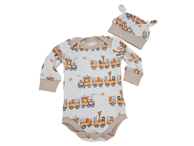 Mitwachs-Body | Babyset Zugmotiv – kurz & lang bis Gr. 98 | Handmade