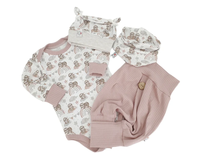 Coole Pumphose | Babyset altrosa – kurz & lang bis Gr. 140 | Handmade