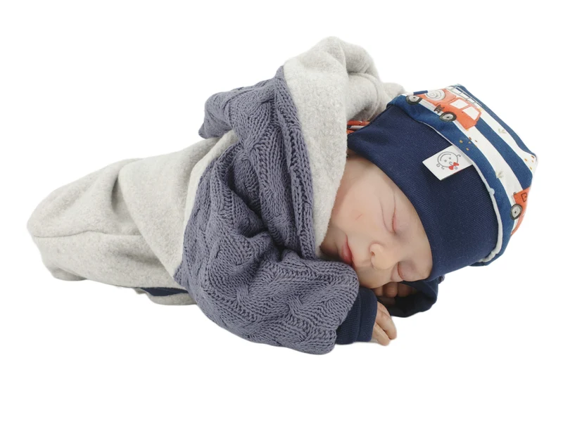 Overall Baby Kind von 50 bis 110 Designer Wellnessoverall blau Zipfel Strick 100% Biobaumwolle von Atelier MiaMia