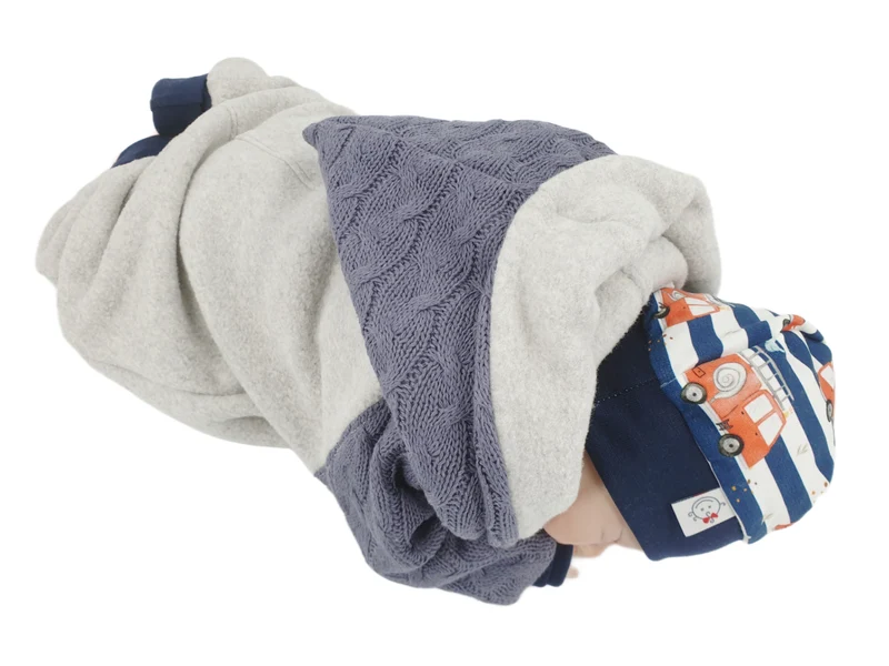 Overall Baby Kind von 50 bis 110 Designer Wellnessoverall blau Zipfel Strick 100% Biobaumwolle von Atelier MiaMia