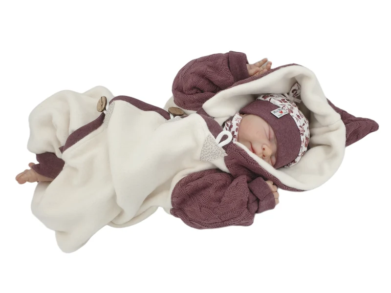 Overall Baby Kind von 50 bis 110 Designer Wellnessoverall beere/creme Zipfel Strick 100% Biobaumwolle von Atelier MiaMia