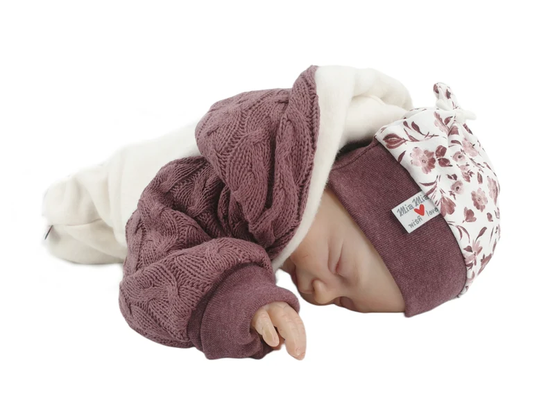 Overall Baby Kind von 50 bis 110 Designer Wellnessoverall beere/creme Zipfel Strick 100% Biobaumwolle von Atelier MiaMia