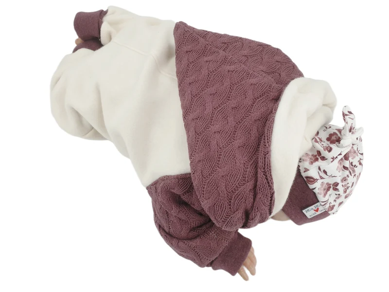 Overall Baby Kind von 50 bis 110 Designer Wellnessoverall beere/creme Zipfel Strick 100% Biobaumwolle von Atelier MiaMia