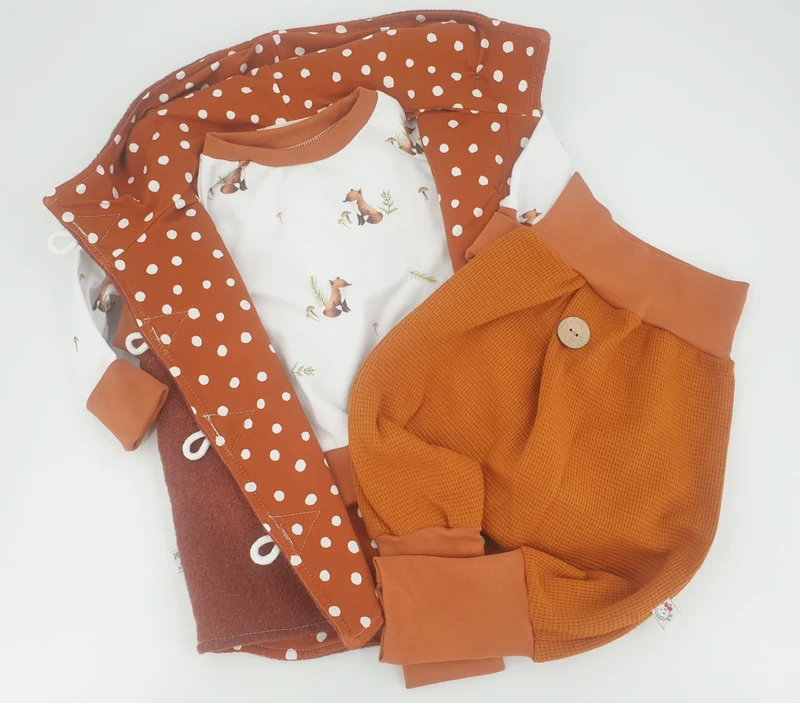 Coole Pumphose | Babyset Terracotta – kurz & lang bis Gr. 140 | Handmade