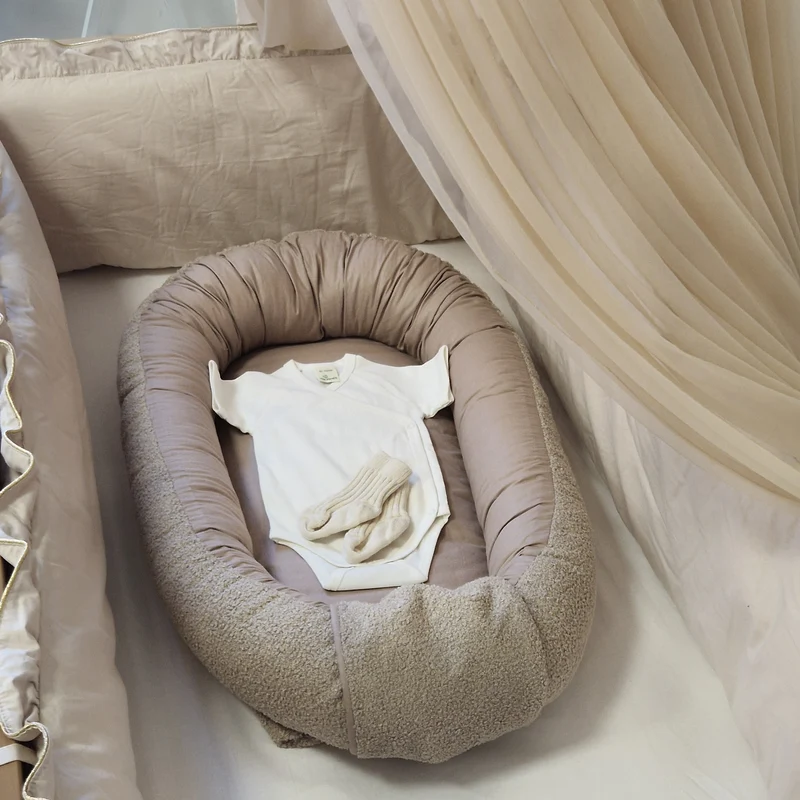 Babynestchen aus Baumwolle & Bouclé | Beige