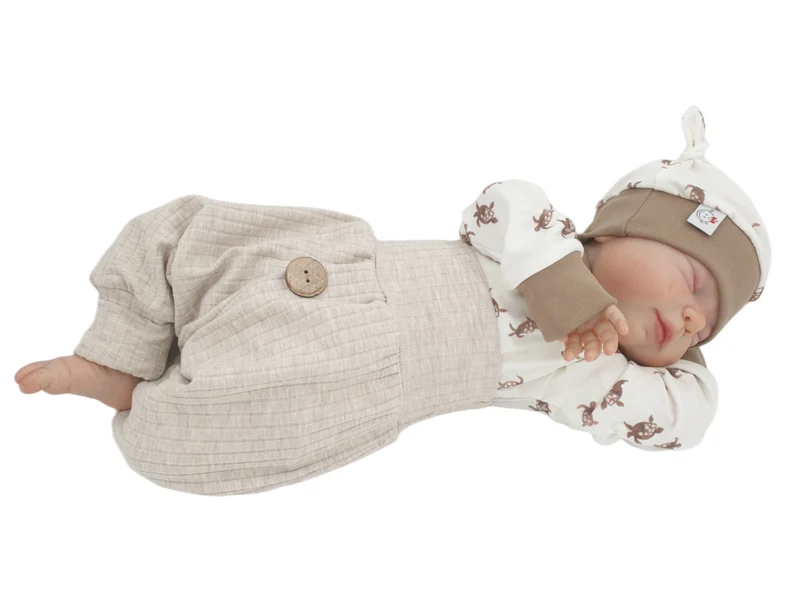 Coole Pumphose | Babyset Hellbeige – breite Rippe, kurz & lang bis Gr. 140 | Handmade
