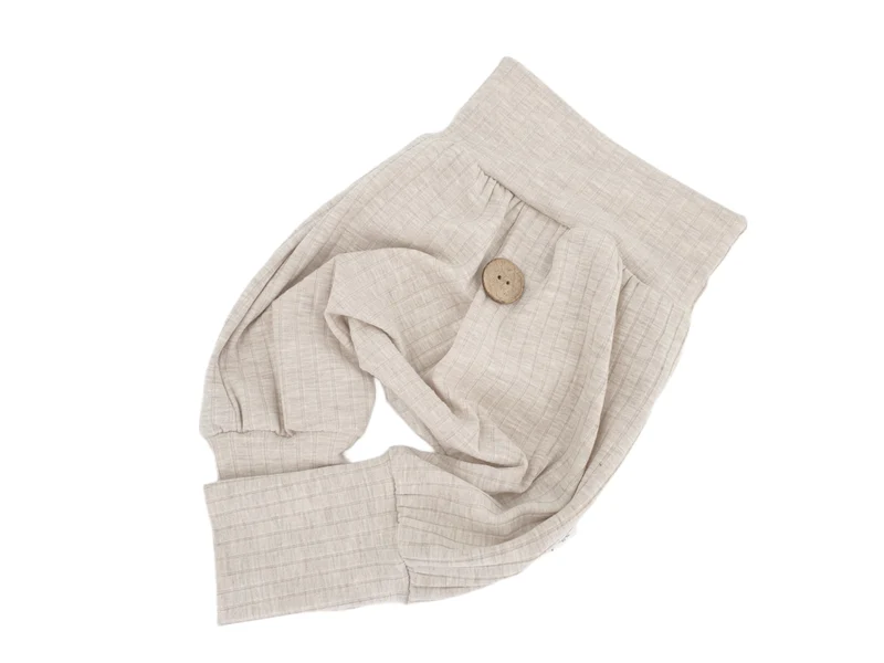 Coole Pumphose | Babyset Hellbeige – breite Rippe, kurz & lang bis Gr. 140 | Handmade
