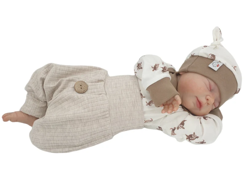 Coole Pumphose | Babyset Hellbeige – breite Rippe, kurz & lang bis Gr. 140 | Handmade