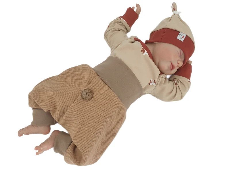 Coole Pumphose | Babyset Dunkelbeige – kurz & lang bis Gr. 140 | Handmade
