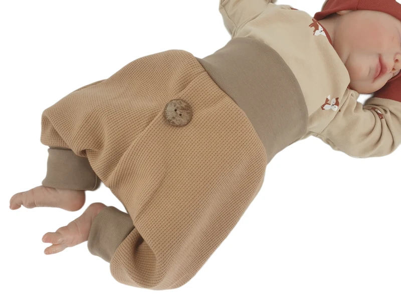 Coole Pumphose | Babyset Dunkelbeige – kurz & lang bis Gr. 140 | Handmade