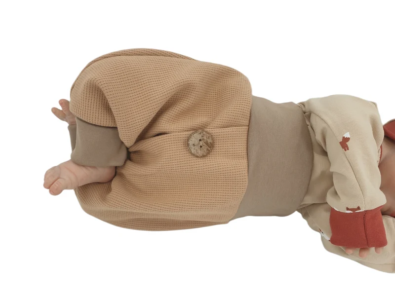 Coole Pumphose | Babyset Dunkelbeige – kurz & lang bis Gr. 140 | Handmade