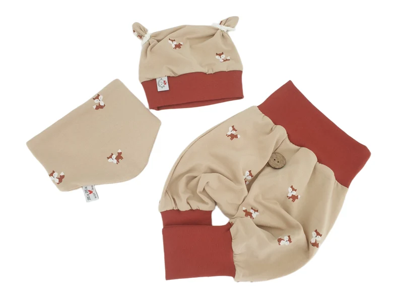 Coole Pumphose | Babyset Füchslein Natur – kurz & lang bis Gr. 140 | Handmade