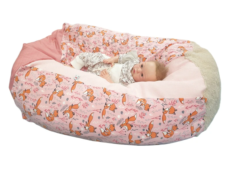 Babykissen, Kindersitzsack Füchse rosa von Atelier MiaMia