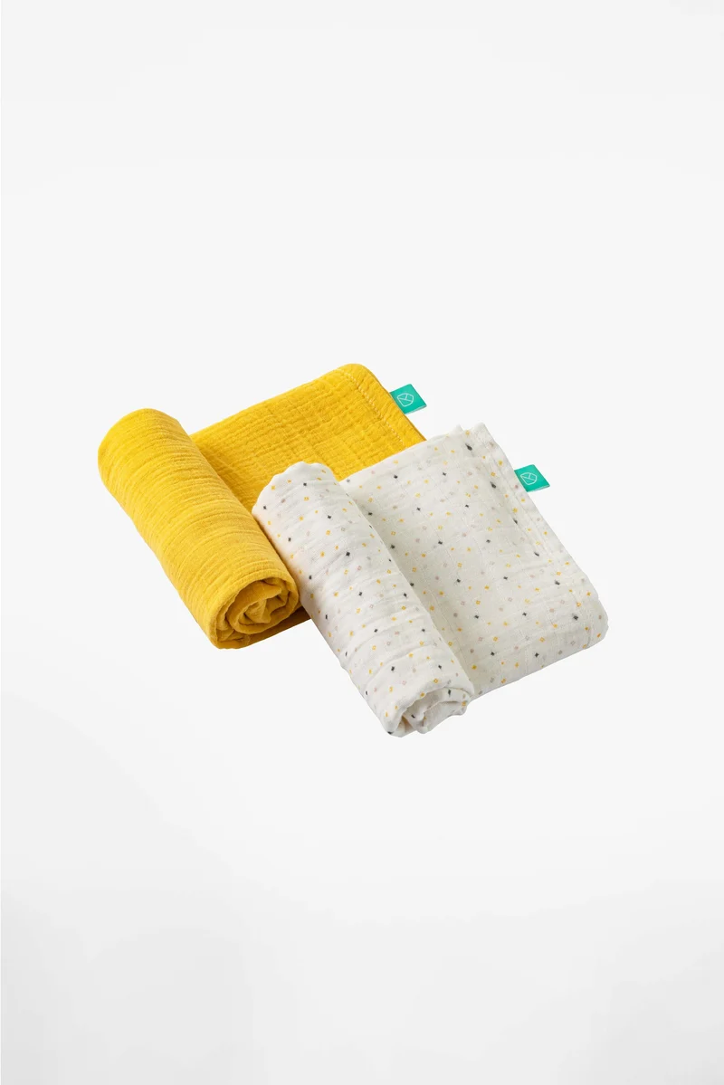 SOFT TOUCH 120x120 Newborn muslin cloths - Yellow