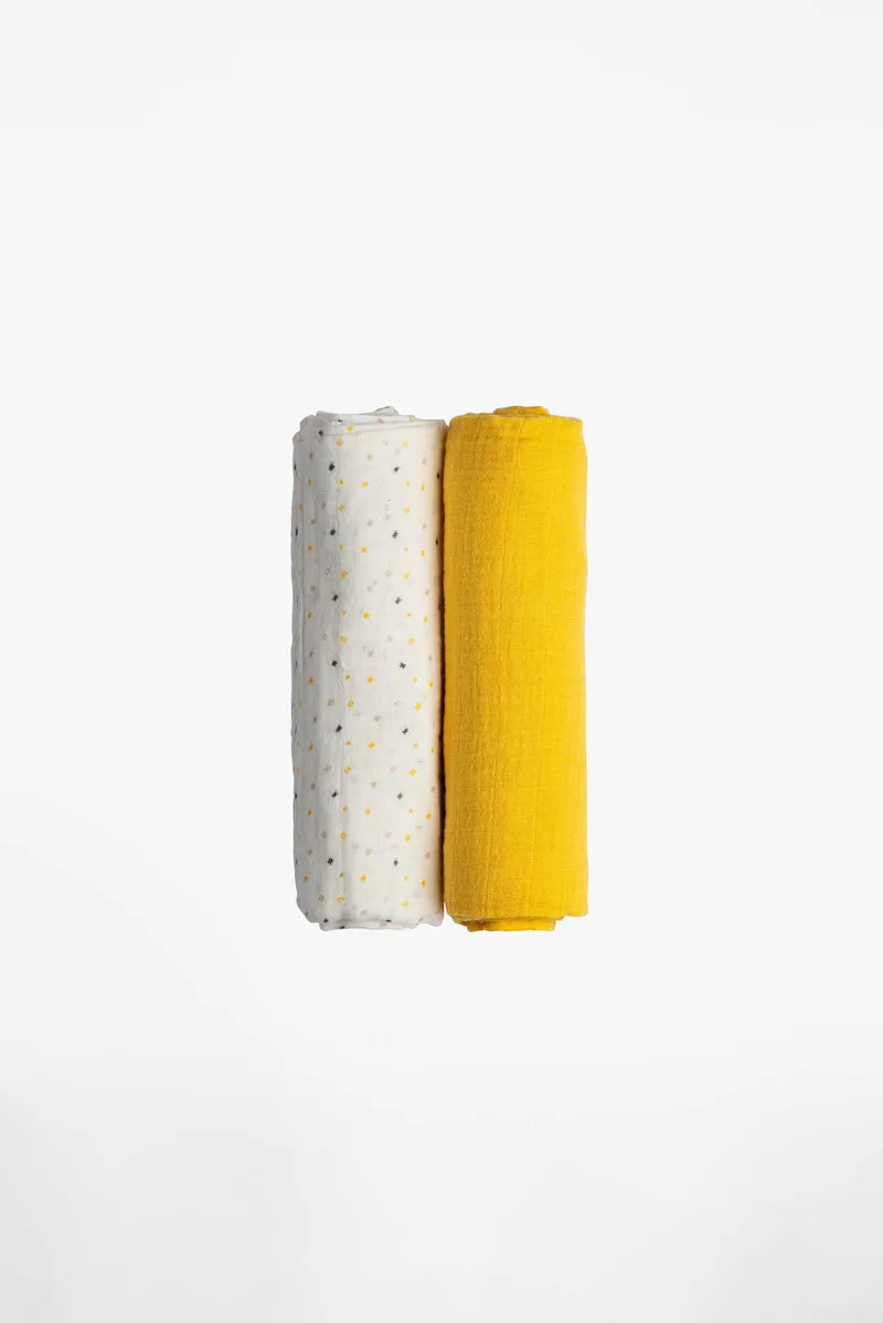 SOFT TOUCH 120x120 Newborn muslin cloths - Yellow