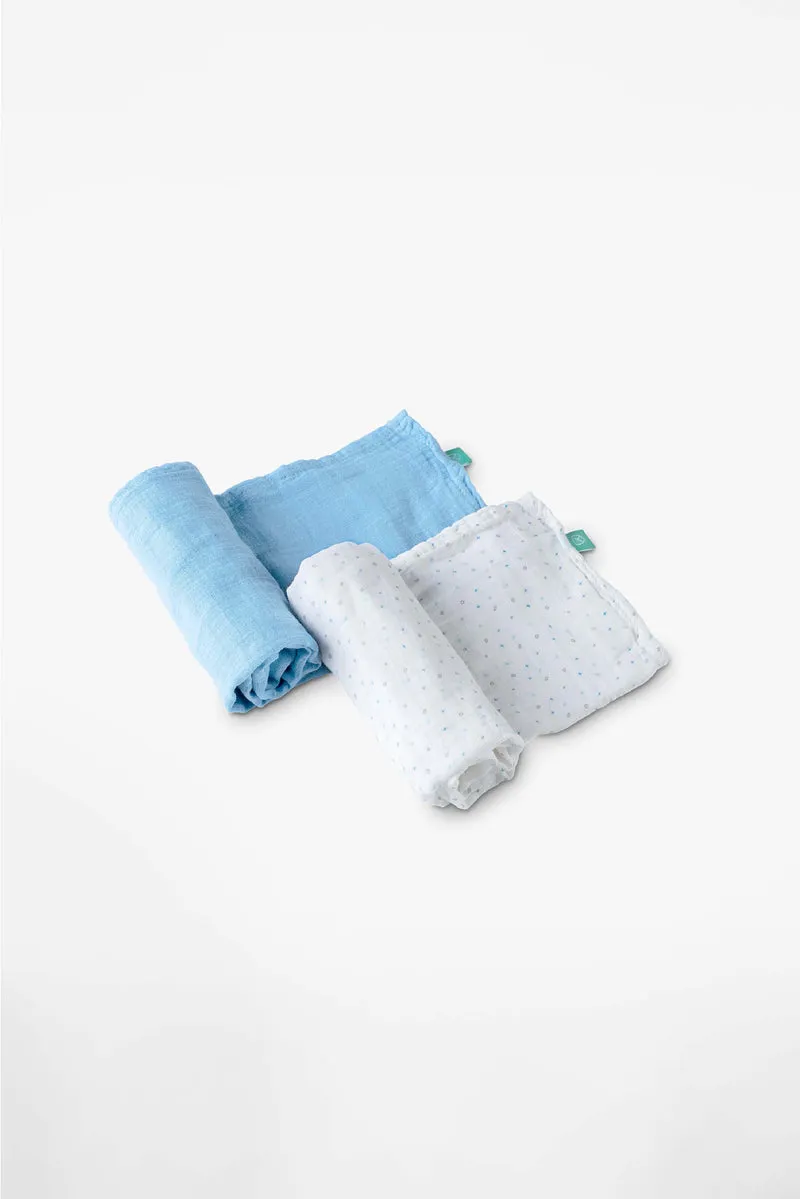 SOFT TOUCH 120x120 Newborn muslin cloths - Blue