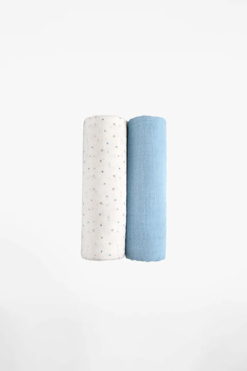 SOFT TOUCH 120x120 Newborn muslin cloths - Blue