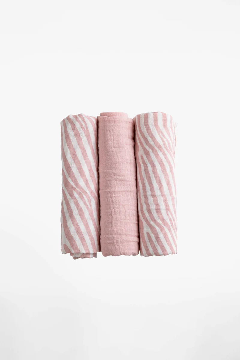 SOFT TOUCH 80x80 Newborn muslin cloths - Tiger Pink