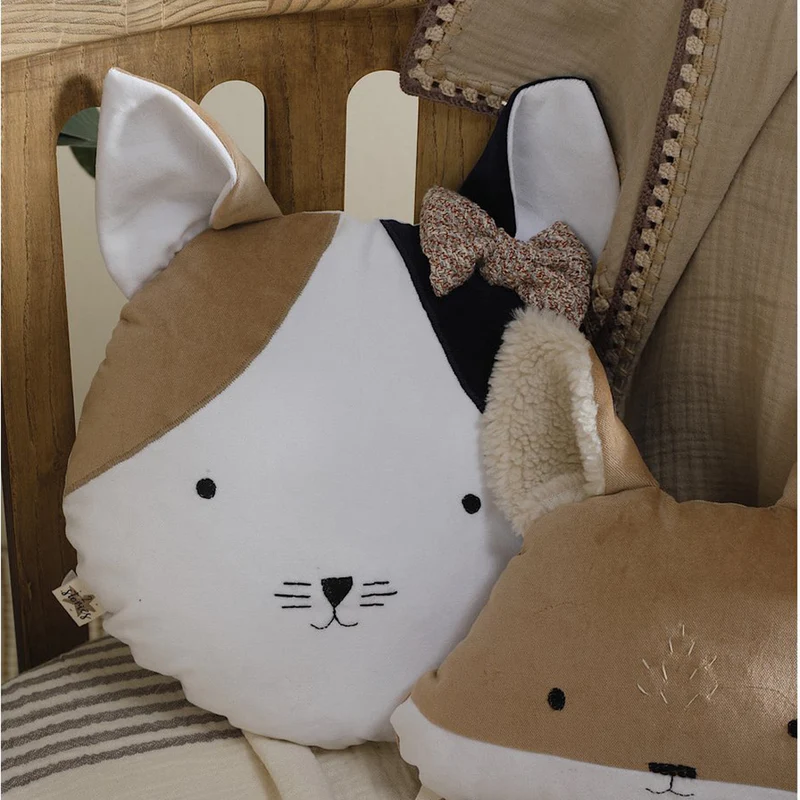 Katzen Kissen 35x42 cm, Samtstoff