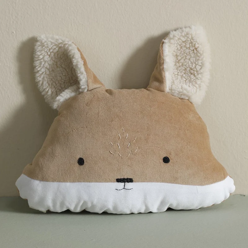 Fuchs Kissen 32x35 cm, Samt & Teddystoff