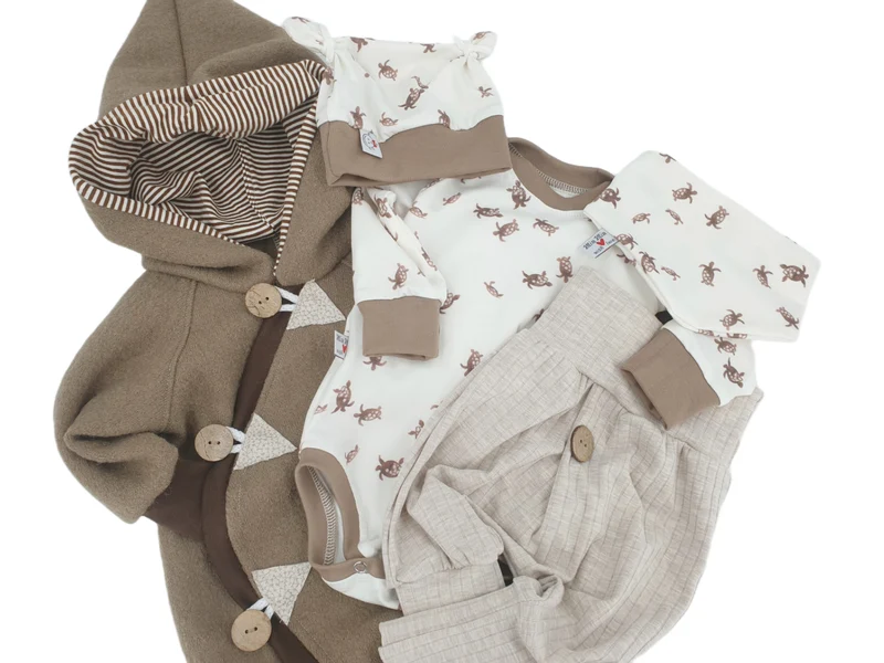 Walk - Overall Baby Kind von 50 bis 110 Designer Walkoverall beige/braun --walk von Atelier MiaMia