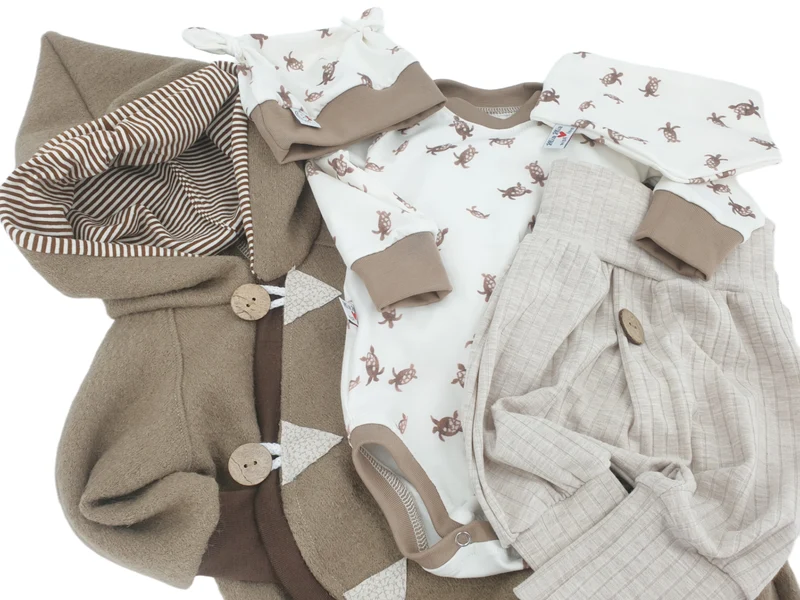 Walk - Overall Baby Kind von 50 bis 110 Designer Walkoverall beige/braun --walk von Atelier MiaMia