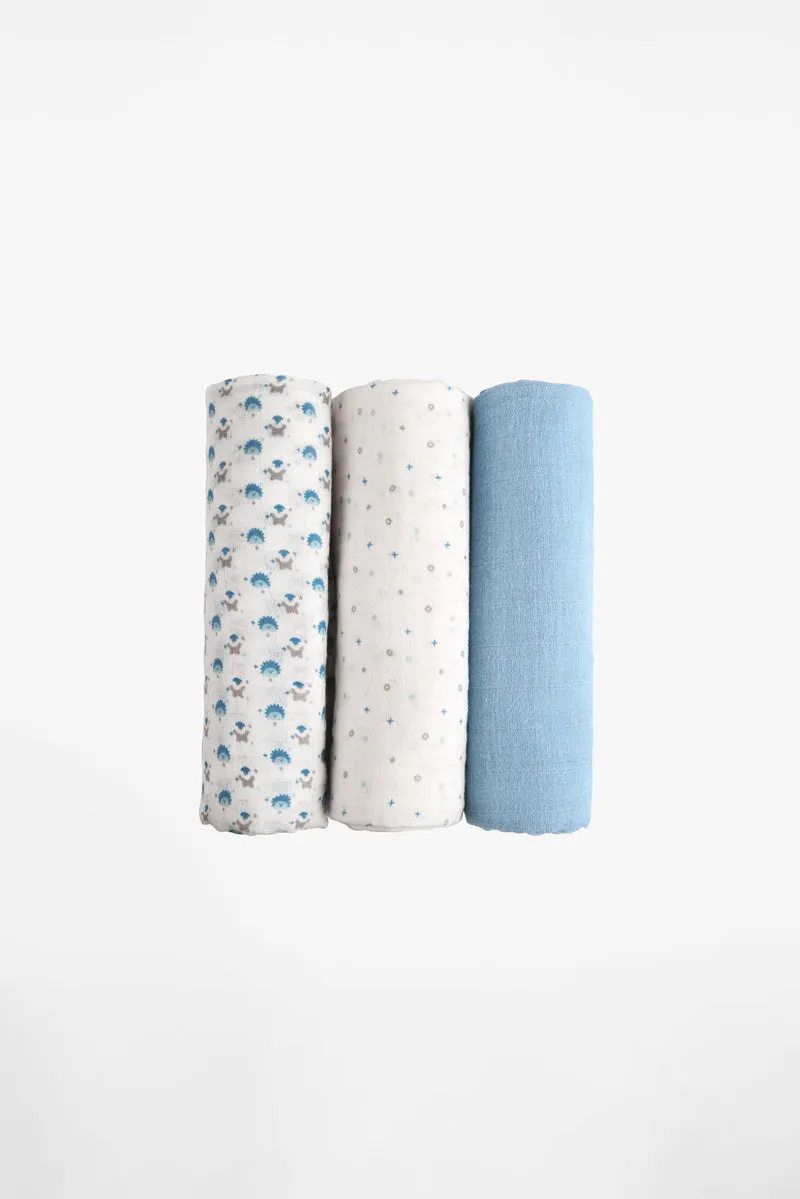 SOFT TOUCH 80x80 Newborn muslin cloths - Light Blue