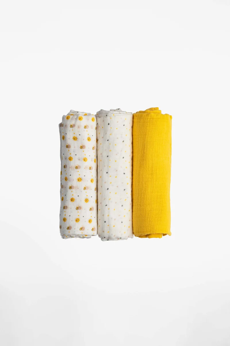 SOFT TOUCH 80x80 Newborn muslin cloths - Light Yellow