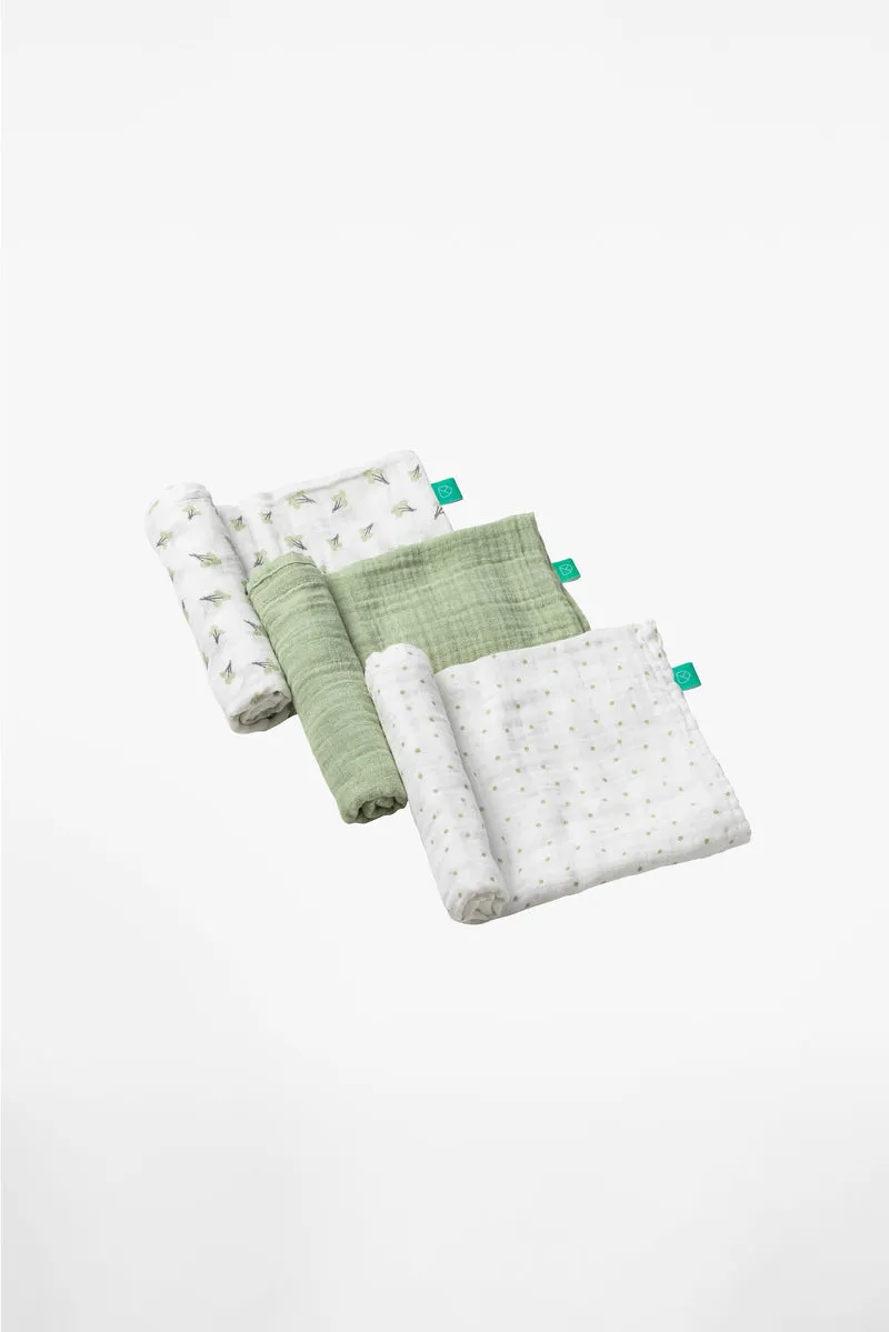 SOFT TOUCH 80x80 Newborn muslin cloths - Blossom Green