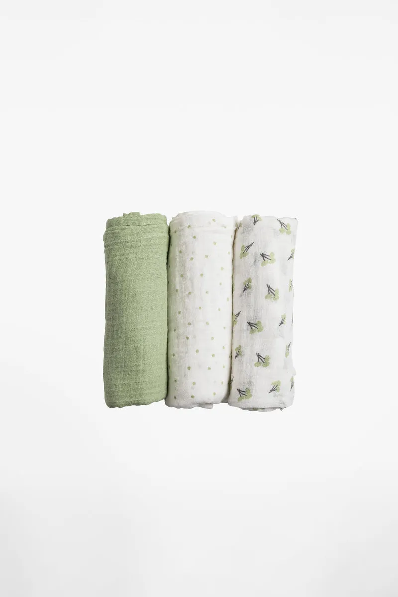 SOFT TOUCH 80x80 Newborn muslin cloths - Blossom Green