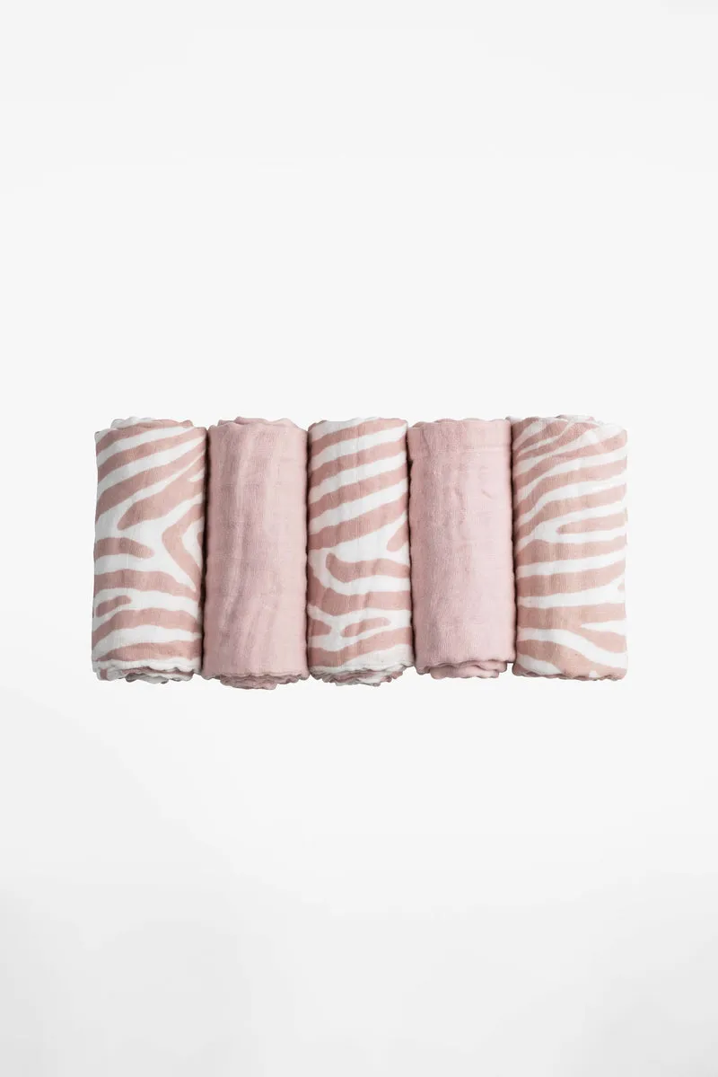 SOFT TOUCH 50x25 Newborn muslin cloths - Tiger Pink
