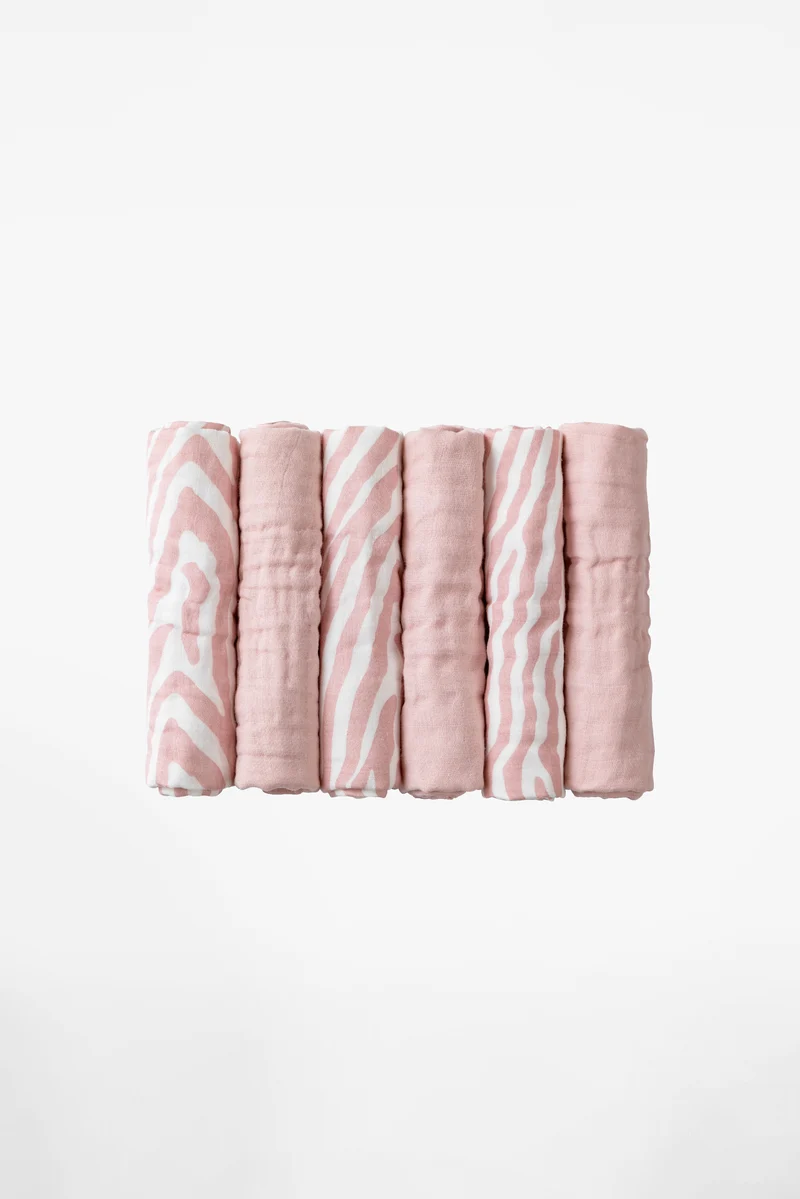 SOFT TOUCH 30X30 Newborn muslin cloths - Tiger Pink