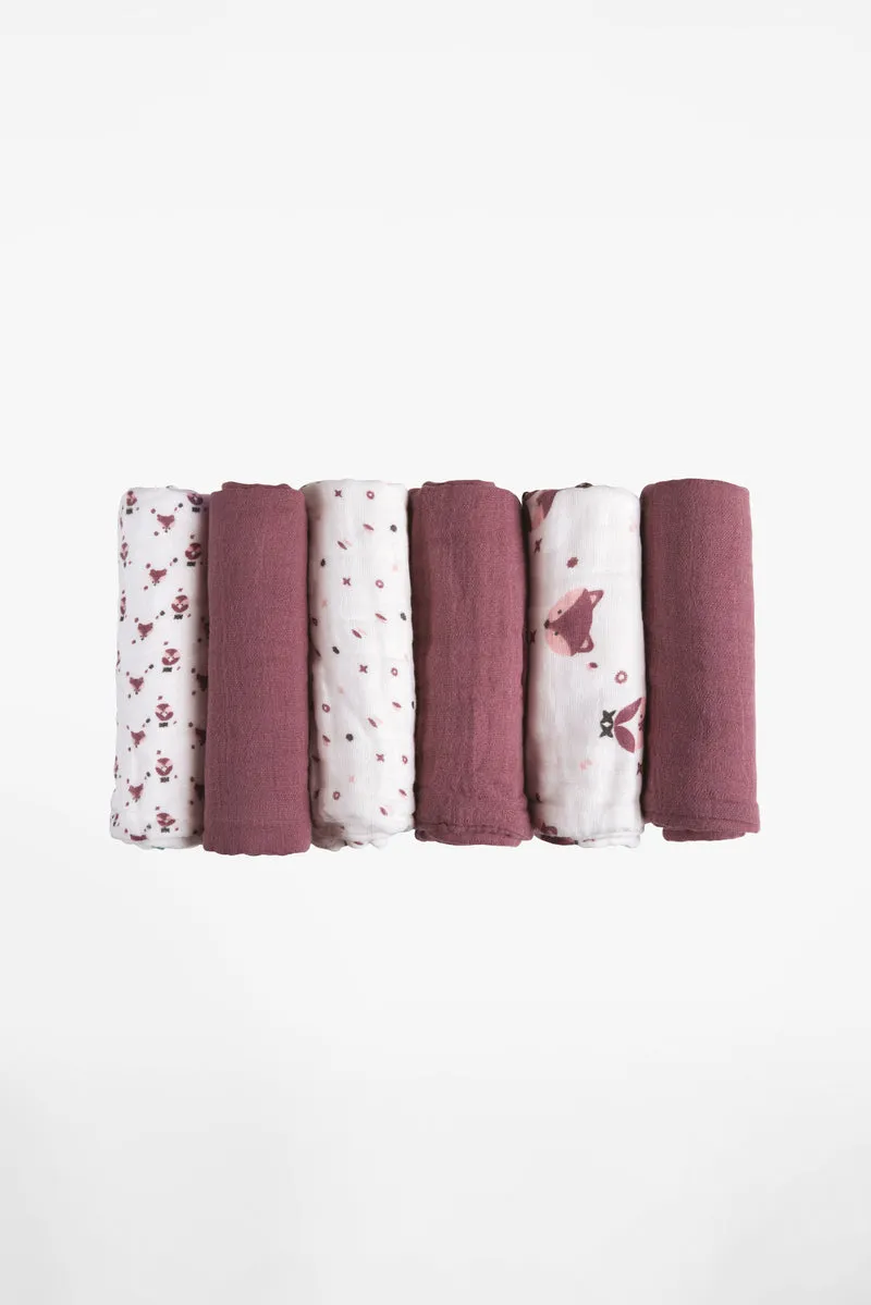 SOFT TOUCH 30X30 Newborn muslin cloths - Purple