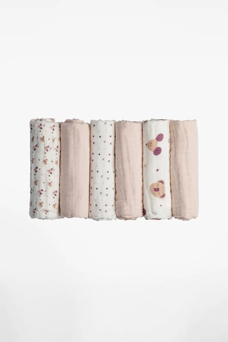 SOFT TOUCH 30X30 Newborn muslin cloths - Pink