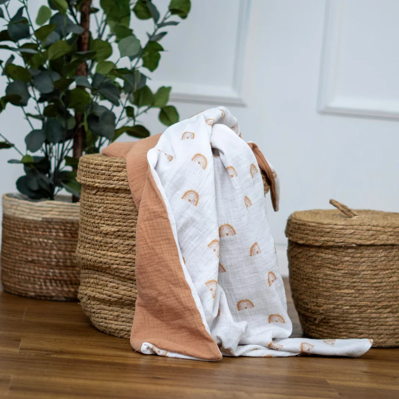 Musselin Babydecke - Caramel 100×70 cm – Leicht, weich & perfekt für Frühling und Sommer