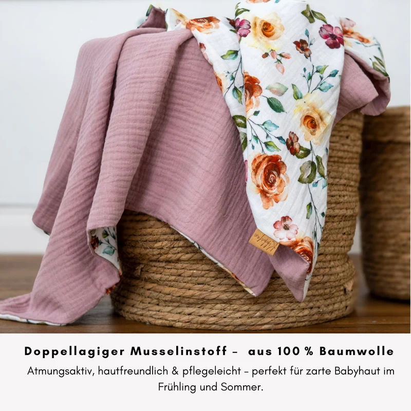 Musselin Babydecke 100×70 cm – Leicht, weich & perfekt für Frühling und Sommer