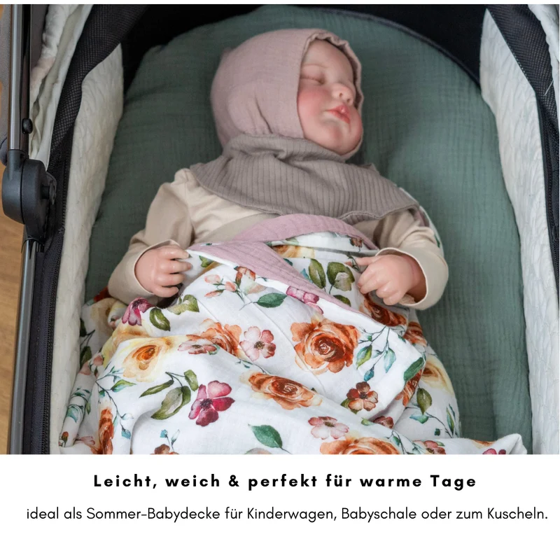 Musselin Babydecke 100×70 cm – Leicht, weich & perfekt für Frühling und Sommer