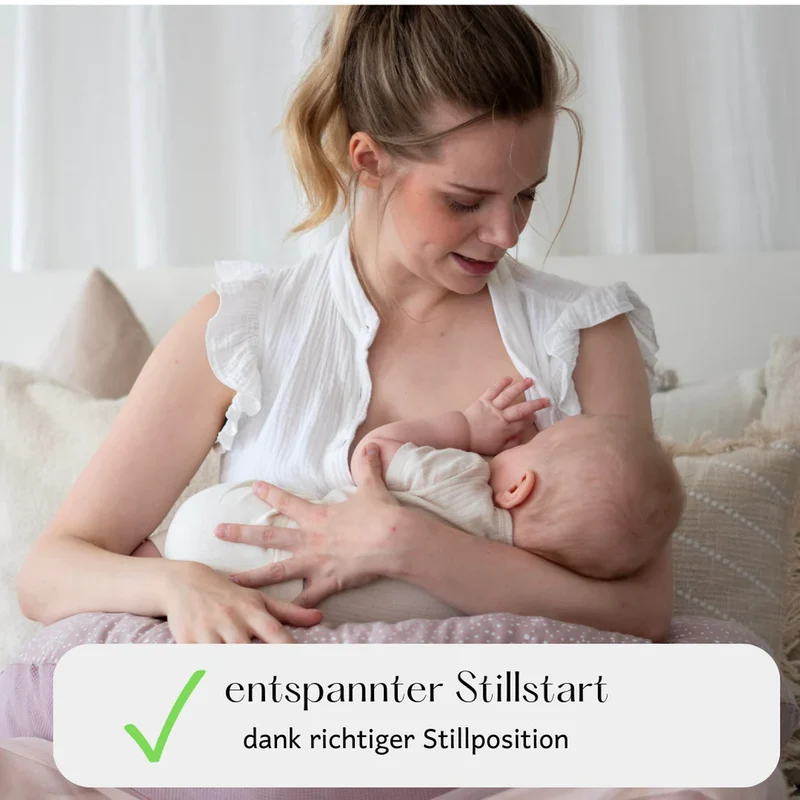 Stillkissen altrosa mit weißen Punkten - für entspanntes Stillen