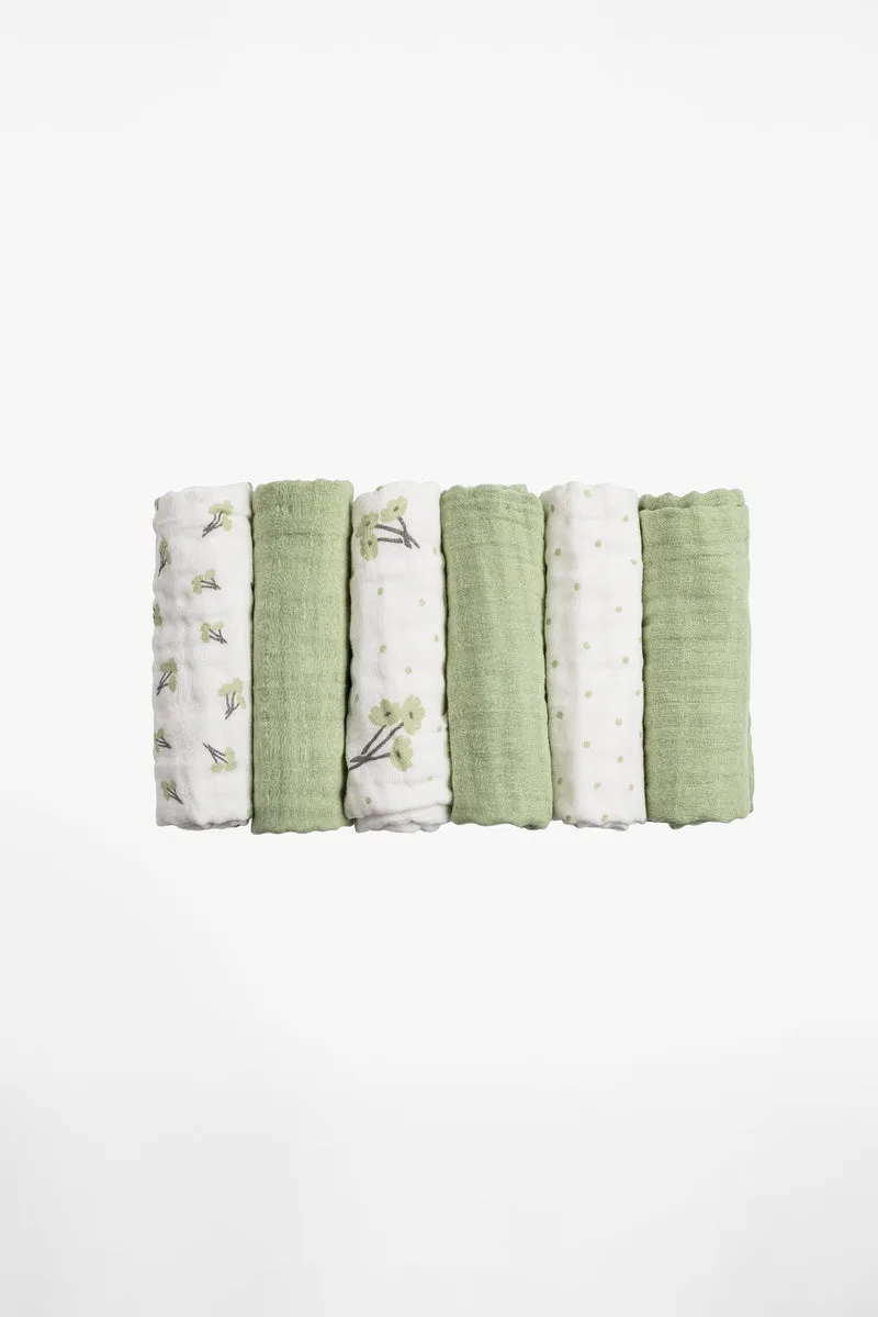 SOFT TOUCH 30X30 Newborn muslin cloths - Blossom Green