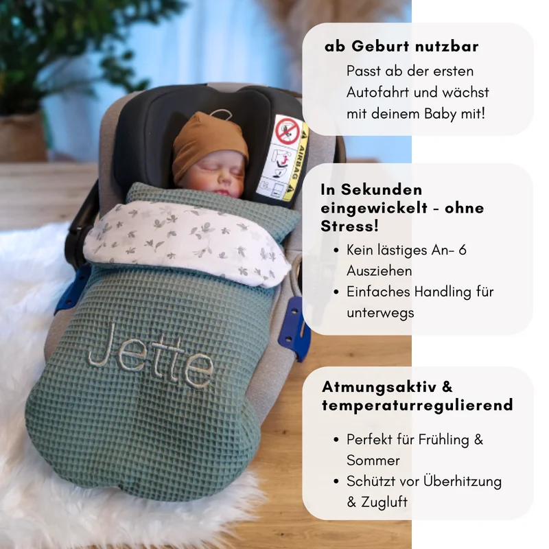 personalisierte Einschlagdecke Frühling & Sommer (Waffelpiqué & Jersey)